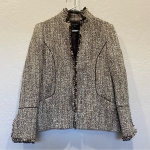 Lafayette 148 New York Wool Blend Brown and Beige Tweed Blazer Size 8